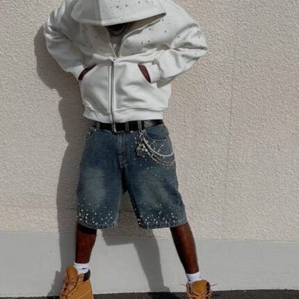 VYBES Rhinestone Pearl Jorts d