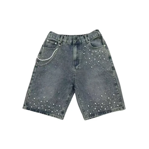 VYBES Rhinestone Pearl Jorts VYBES Rhinestone Pearl Jorts