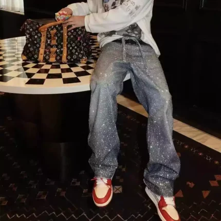 Vybes Rhinestone Baggy Pants