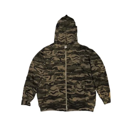 Vybes Rhinestone Camo Zip Hoodie